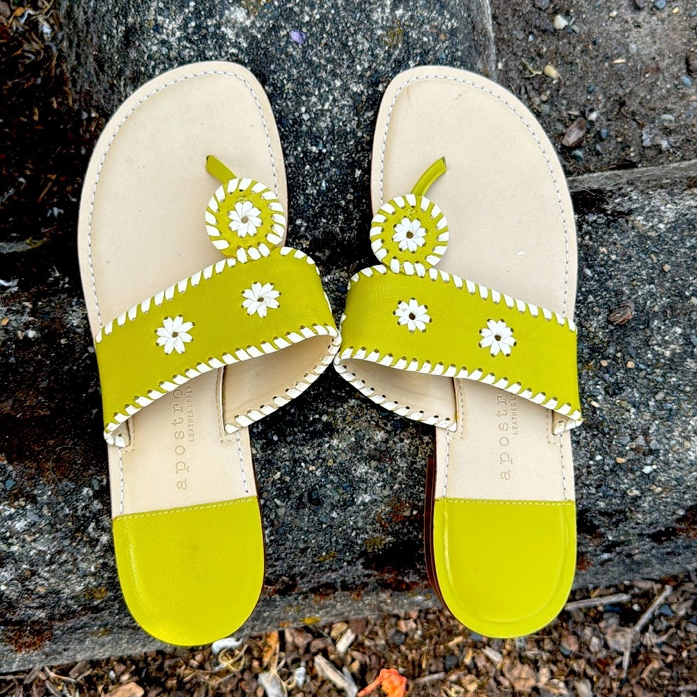Womens Apostrophe Sandals Thongs Slides Leather